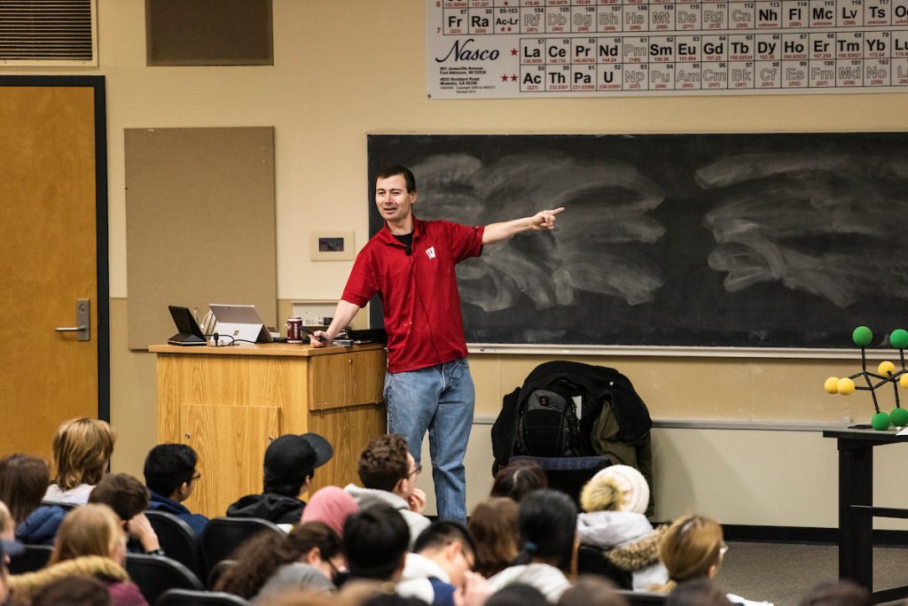 Matt Bowman lecturing in front of a classroom.