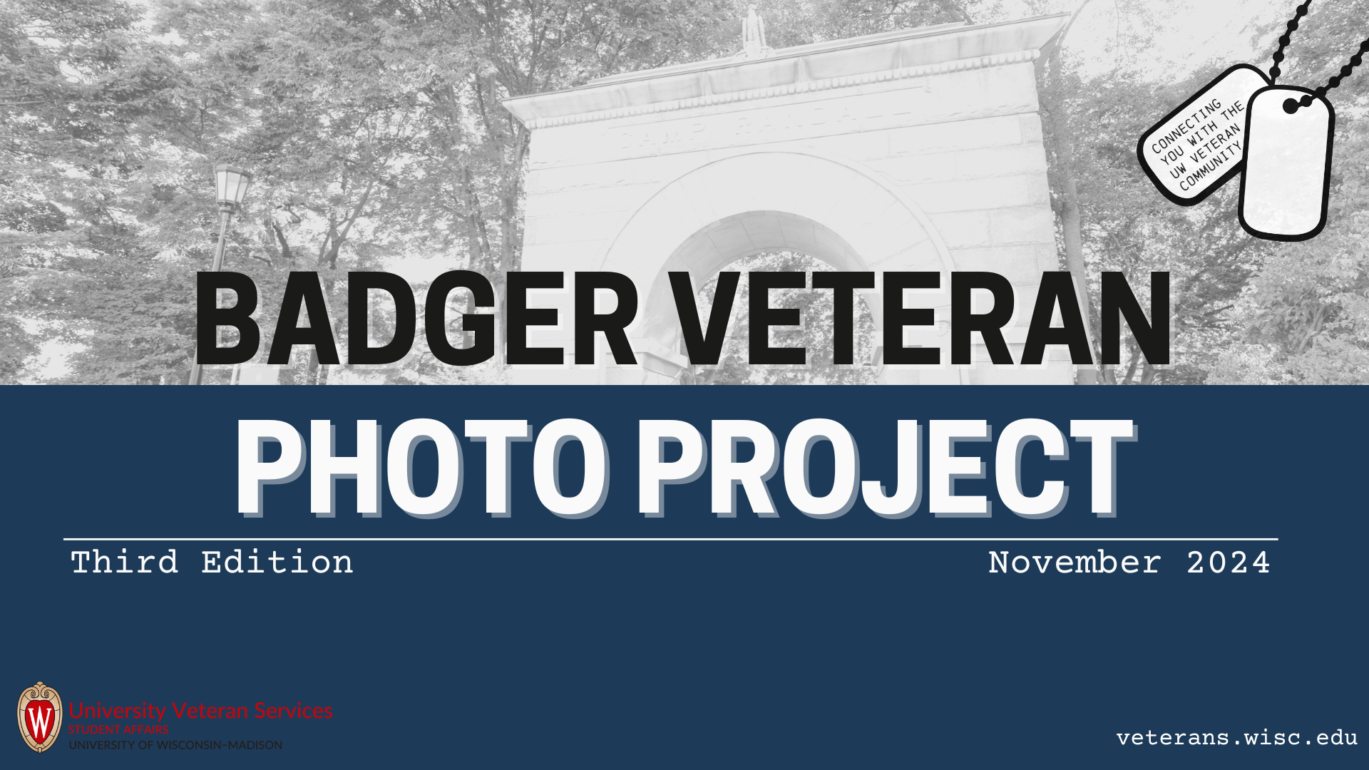 Badger Veteran Photo Project 2024 presentation title slide.